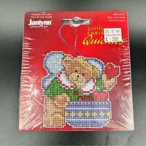 Janlynn Bear & Hearts Counted Cross Stitch Kit 2003 Sealed Plastic Canvas